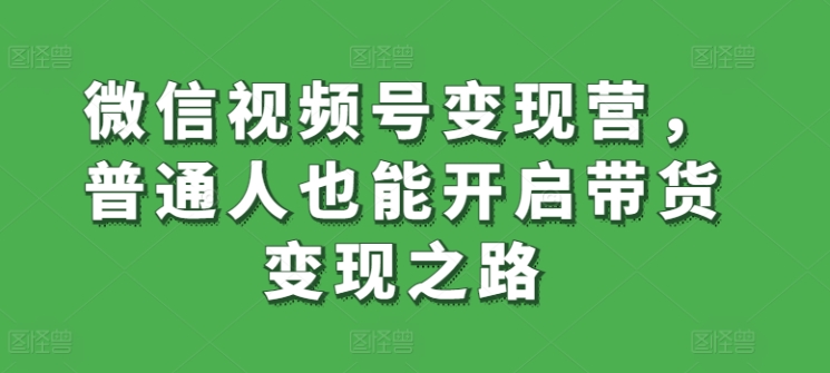 微信视频号变现营，普通人也能开启带货变现之路-大兵轻创资源库