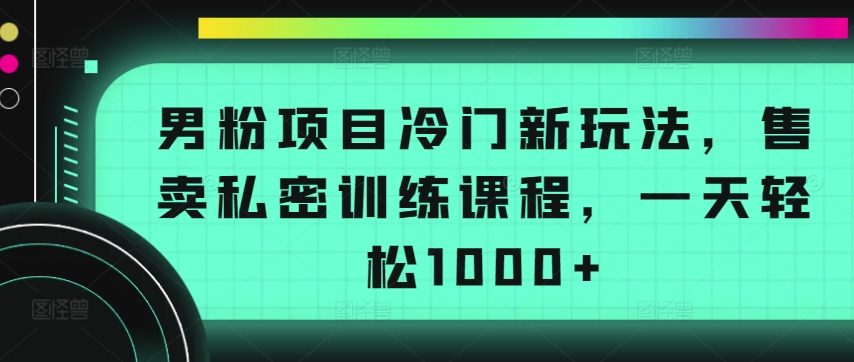 男粉项目冷门新玩法，售卖私密训练课程，一天轻松1000+【揭秘】-大兵轻创资源库