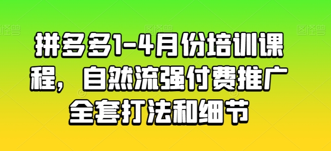 拼多多1-4月份培训课程，自然流强付费推广全套打法和细节-大兵轻创资源库