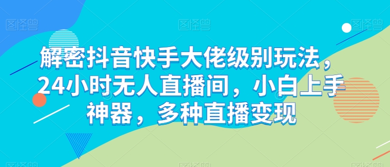 解密抖音快手大佬级别玩法，24小时无人直播间，小白上手神器，多种直播变现【揭秘】-大兵轻创资源库