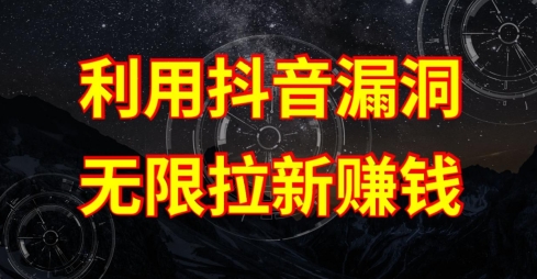 利用抖音链接漏洞，无限拉新赚钱【漏洞原理+操作流程】【揭秘】-大兵轻创资源库