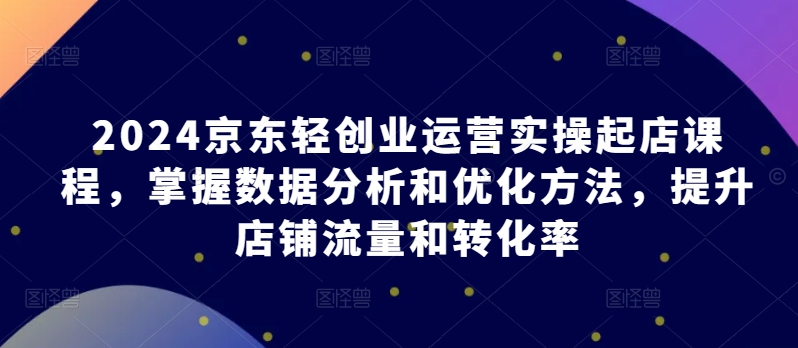 2024京东轻创业运营实操起店课程，掌握数据分析和优化方法，提升店铺流量和转化率-大兵轻创资源库