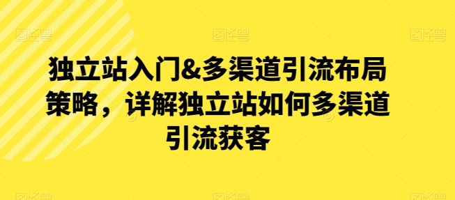 独立站入门&多渠道引流布局策略，详解独立站如何多渠道引流获客-大兵轻创资源库