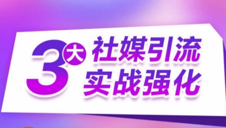 3大社媒引流实战强化，多渠道站外引流，高效精准获客，订单销售额翻倍增长-大兵轻创资源库