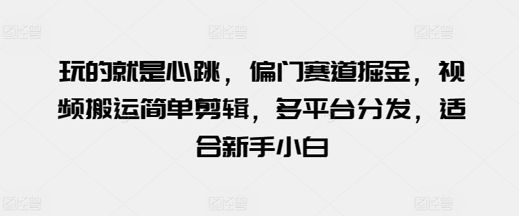 玩的就是心跳，偏门赛道掘金，视频搬运简单剪辑，多平台分发，适合新手小白【揭秘】-大兵轻创资源库
