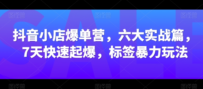 抖音小店爆单营，六大实战篇，7天快速起爆，标签暴力玩法-大兵轻创资源库