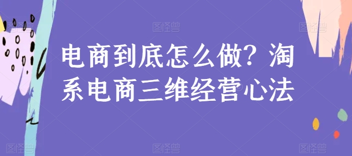 电商到底怎么做？淘系电商三维经营心法-大兵轻创资源库