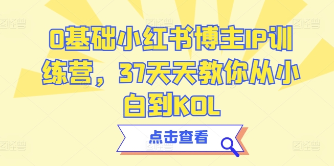 0基础小红书博主IP训练营，37天天教你从小白到KOL-大兵轻创资源库