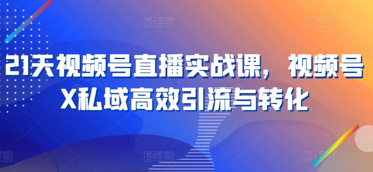 21天视频号直播实战课，视频号X私域高效引流与转化-大兵轻创资源库