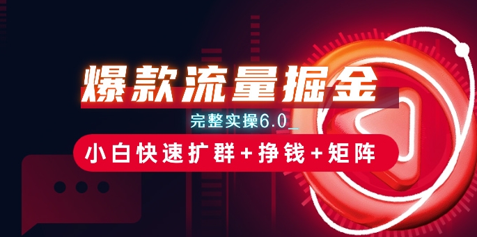 爆款流量掘金_完整实操6.0_小白快速扩群+挣钱+矩阵思路【揭秘】-大兵轻创资源库