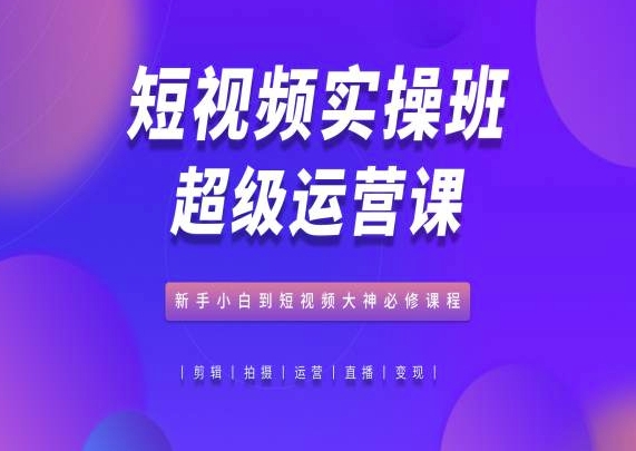 短视频实操班超级运营课，新手小白到短视频大神必修课程-大兵轻创资源库
