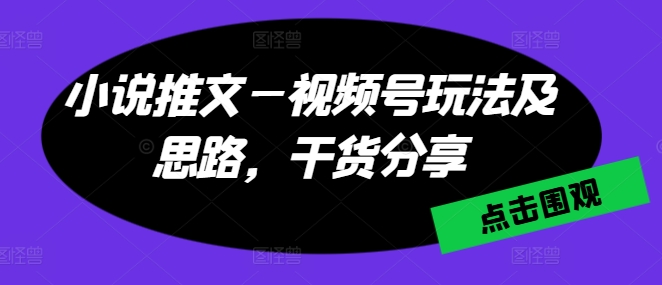 小说推文—视频号玩法及思路，干货分享-大兵轻创资源库