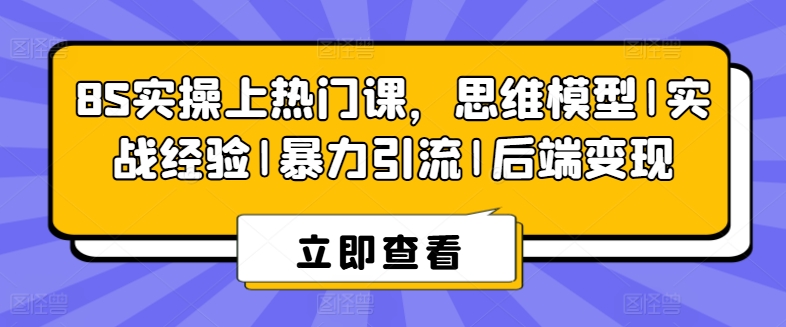 8S实操上热门课，思维模型|实战经验|暴力引流|后端变现-大兵轻创资源库