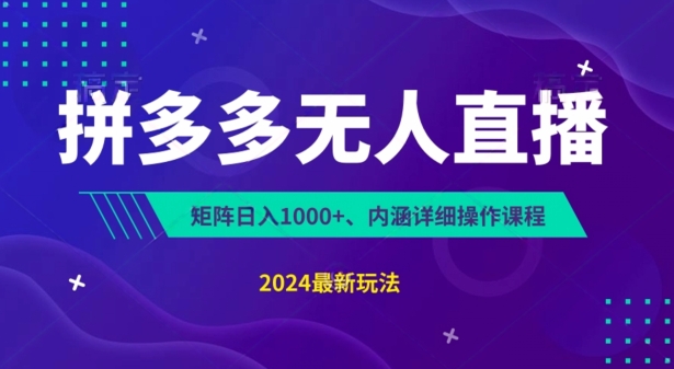 拼多多无人直播不封号，0投入，3天必起，无脑挂机，日入1k+【揭秘】-大兵轻创资源库