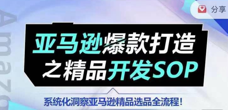 【训练营】亚马逊爆款打造之精品开发SOP，系统化洞察亚马逊精品选品全流程-大兵轻创资源库