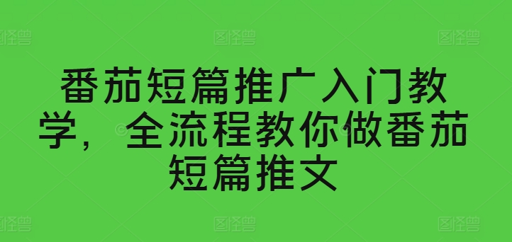 番茄短篇推广入门教学，全流程教你做番茄短篇推文-大兵轻创资源库