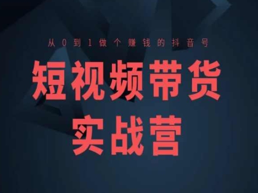 短视频带货实战营(高阶课)，从0到1做个赚钱的抖音号-大兵轻创资源库