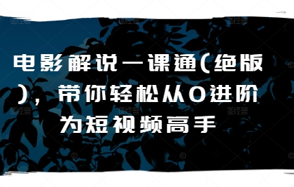 电影解说一课通(绝版)，带你轻松从0进阶为短视频高手-大兵轻创资源库