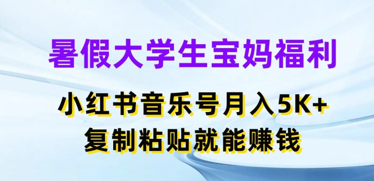 暑假大学生宝妈福利，小红书音乐号月入5000+，复制粘贴就能赚钱【揭秘】-大兵轻创资源库