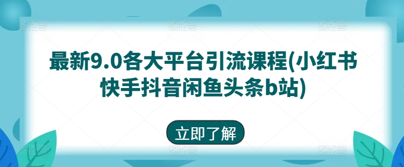 最新9.0各大平台引流课程(小红书快手抖音闲鱼头条b站)-大兵轻创资源库