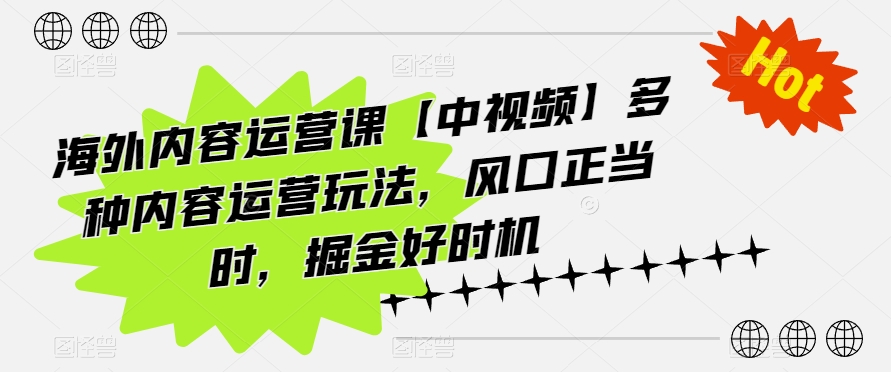 海外内容运营课【中视频】多种内容运营玩法，风口正当时，掘金好时机-大兵轻创资源库