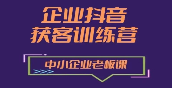 企业抖音营销获客增长训练营，中小企业老板必修课-大兵轻创资源库