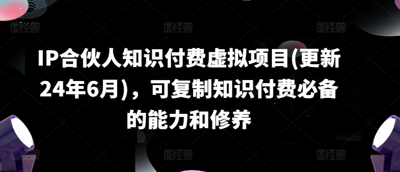 IP合伙人知识付费虚拟项目(更新24年6月)，可复制知识付费必备的能力和修养-大兵轻创资源库