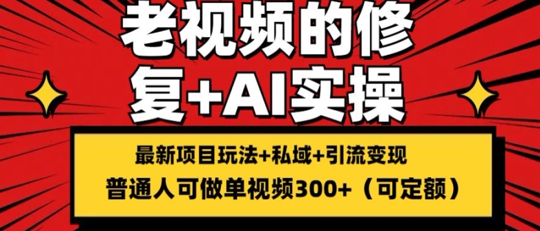 修复老视频的玩法，搬砖+引流的变现(可持久)，单条收益300+【揭秘】-大兵轻创资源库