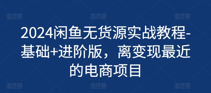 2024闲鱼无货源实战教程-基础+进阶版，离变现最近的电商项目-大兵轻创资源库