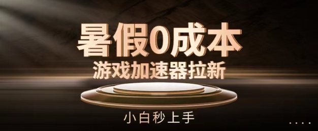 暑假0成本游戏加速器拉新，小白秒上手，无需投资【揭秘】-大兵轻创资源库