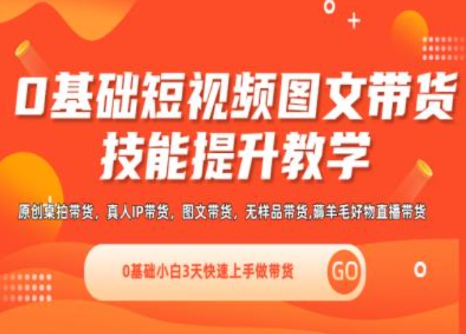 0基础短视频图文带货实操技能提升教学(直播课+视频课),0基础小白3天快速上手做带货-大兵轻创资源库