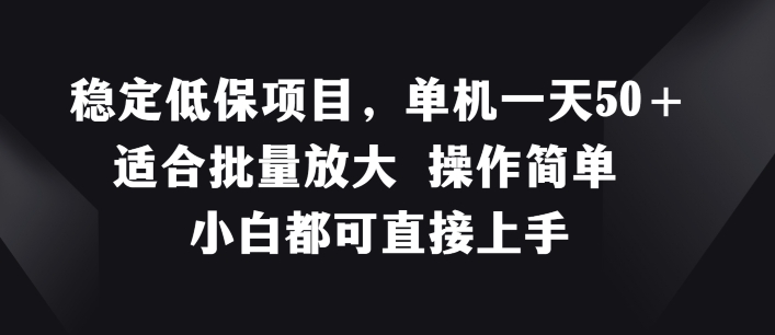 稳定低保项目，单机一天50+适合批量放大 操作简单 小白都可直接上手【揭秘】-大兵轻创资源库