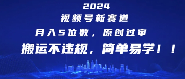 2024视频号新赛道，月入5位数+，原创过审，搬运不违规，简单易学【揭秘】-大兵轻创资源库
