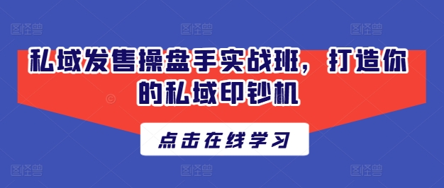 私域发售操盘手实战班，打造你的私域印钞机-大兵轻创资源库