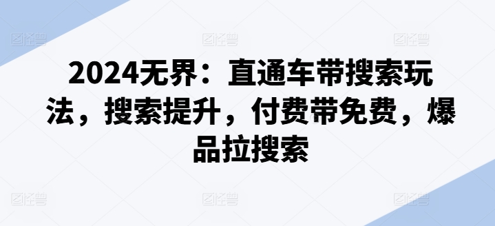2024无界：直通车带搜索玩法，搜索提升，付费带免费，爆品拉搜索-大兵轻创资源库