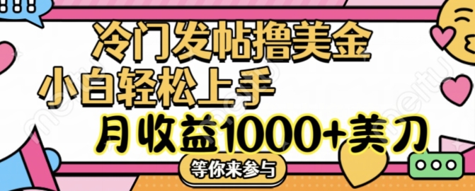 冷门发帖撸美金项目，月收益1000+美金，简单无脑，干就完了【揭秘】-大兵轻创资源库