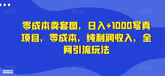 零成本卖套图，日入+1000写真项目，零成本，纯利润收入，全网引流玩法-大兵轻创资源库