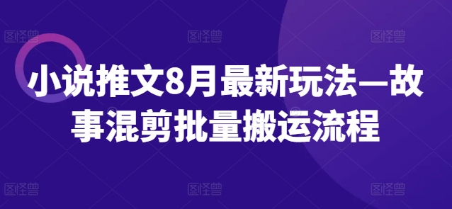 小说推文8月最新玩法—故事混剪批量搬运流程-大兵轻创资源库