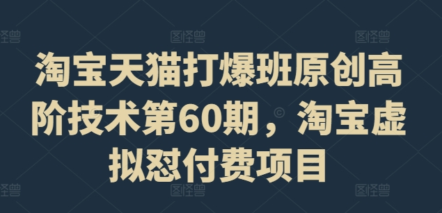淘宝天猫打爆班原创高阶技术第60期，淘宝虚拟怼付费项目-大兵轻创资源库