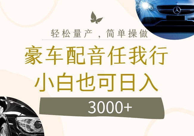 不为人知的暴力小项目，豪车配音，日入几张【揭秘】-大兵轻创资源库