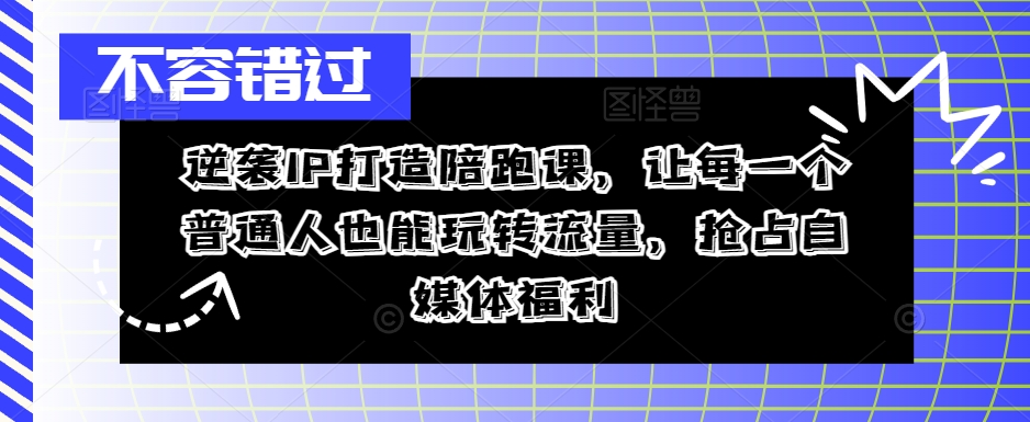 逆袭IP打造陪跑课，让每一个普通人也能玩转流量，抢占自媒体福利-大兵轻创资源库