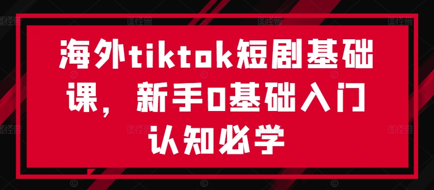 海外tiktok短剧基础课，新手0基础入门认知必学-大兵轻创资源库