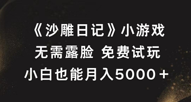 《沙雕日记》小游戏，无需露脸免费试玩，小白也能月入5000+【揭秘】-大兵轻创资源库