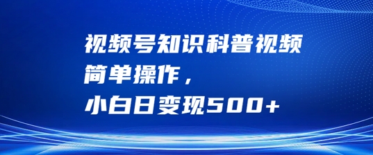 视频号知识科普视频，简单操作，小白日变现500+【揭秘】-大兵轻创资源库