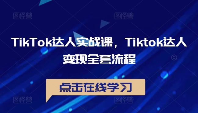 TikTok达人实战课，Tiktok达人变现全套流程-大兵轻创资源库