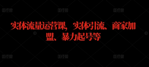 实体流量运营课，实体引流、商家加盟、暴力起号等-大兵轻创资源库