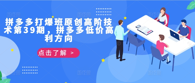 拼多多打爆班原创高阶技术第39期，拼多多低价高利方向-大兵轻创资源库