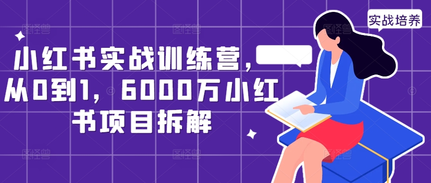 小红书实战训练营，从0到1，6000万小红书项目拆解-大兵轻创资源库