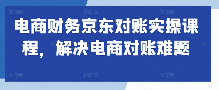 电商财务京东对账实操课程，解决电商对账难题-大兵轻创资源库