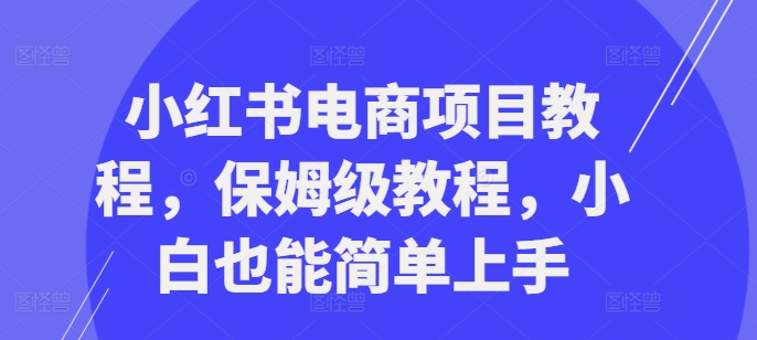 小红书电商项目教程，保姆级教程，小白也能简单上手-大兵轻创资源库